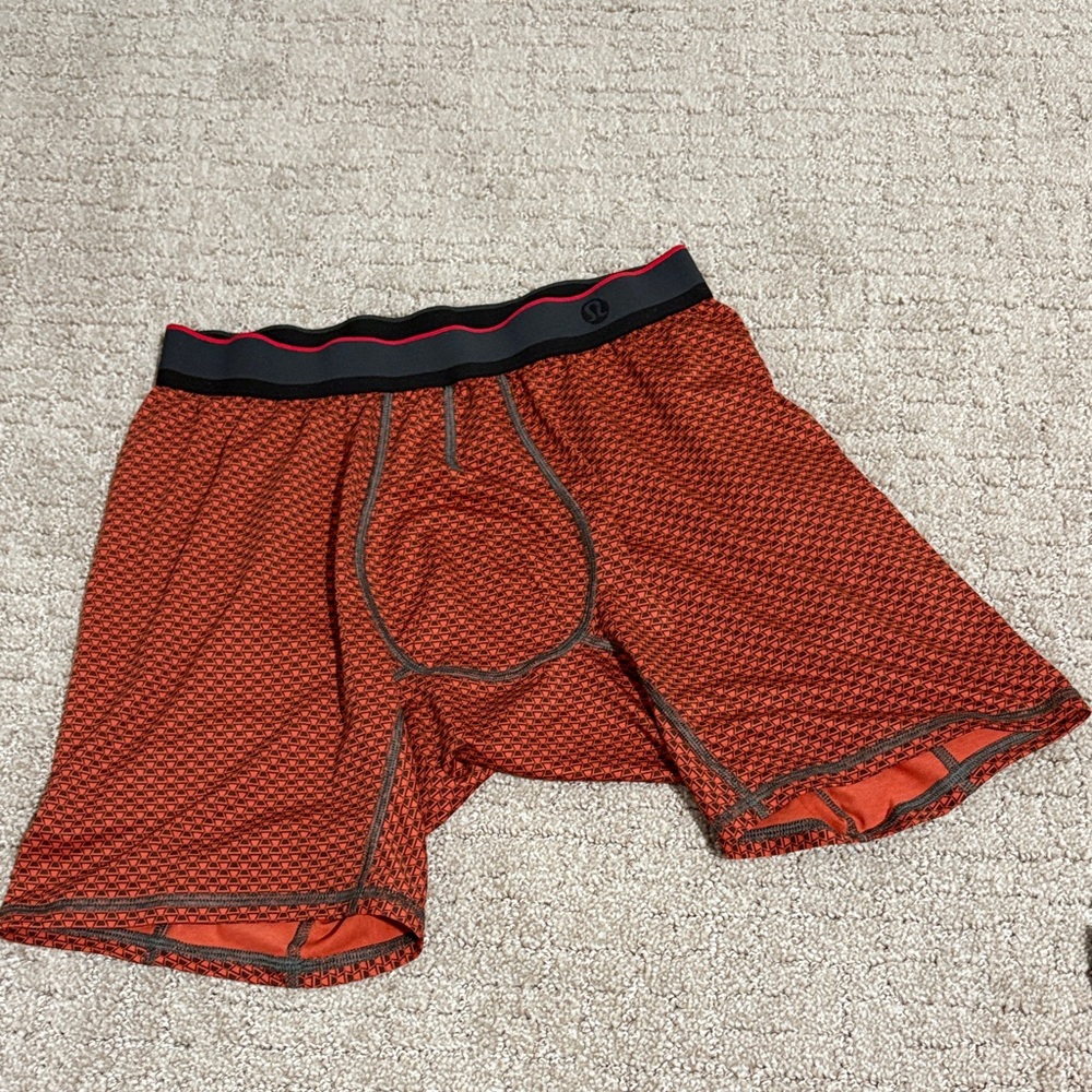 Men's Lululemon Boxer Briefs in Orange and Gray pattern